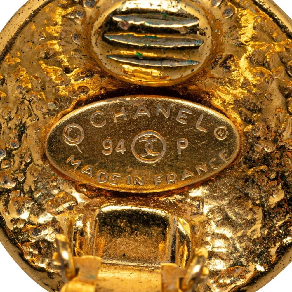 CHANEL Gold Logo Earrings
